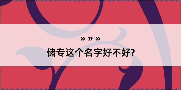 储专这个名字好不好?