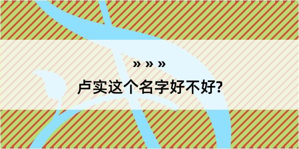 卢实这个名字好不好?