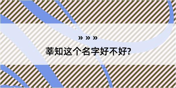 莘知这个名字好不好?