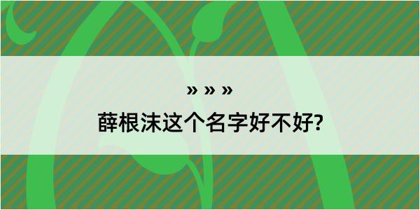 薛根沫这个名字好不好?