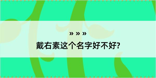 戴右素这个名字好不好?