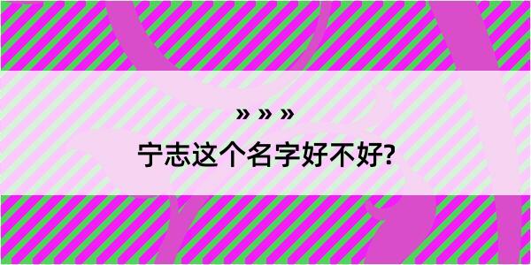 宁志这个名字好不好?