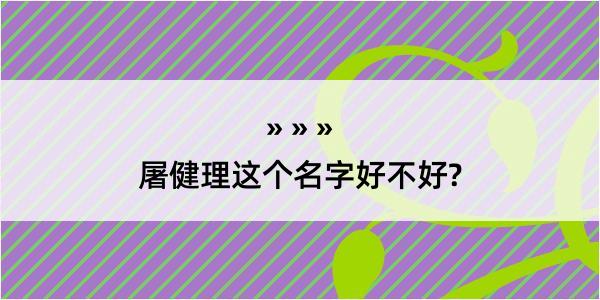 屠健理这个名字好不好?