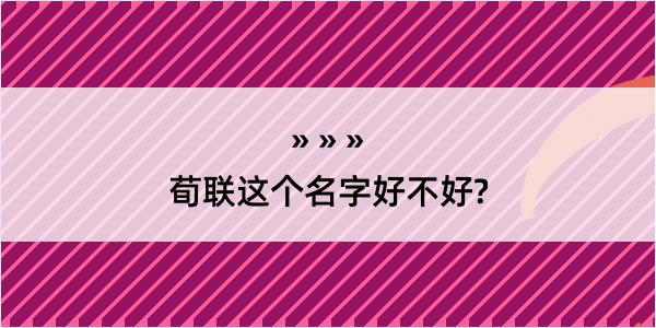 荀联这个名字好不好?