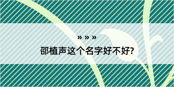 邵植声这个名字好不好?