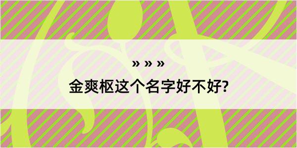 金爽枢这个名字好不好?