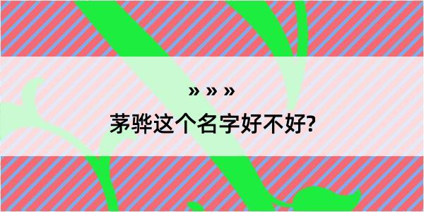 茅骅这个名字好不好?