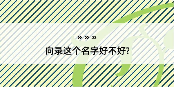 向录这个名字好不好?