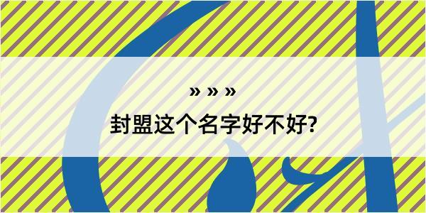 封盟这个名字好不好?