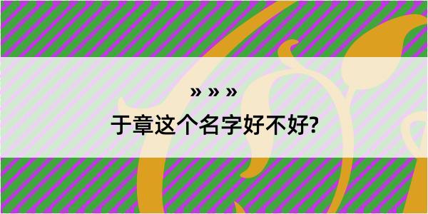 于章这个名字好不好?