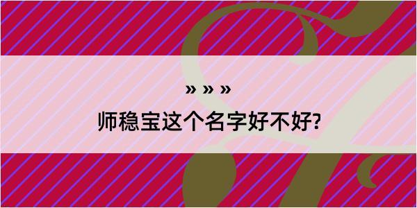 师稳宝这个名字好不好?