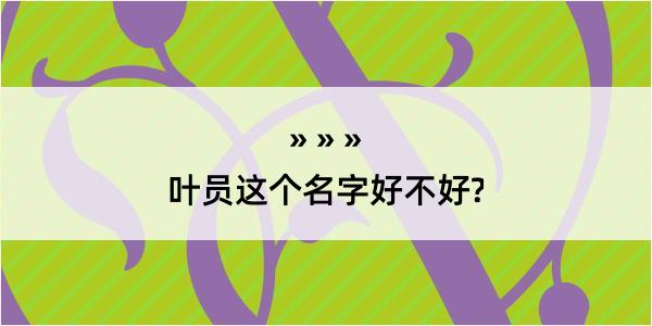 叶员这个名字好不好?