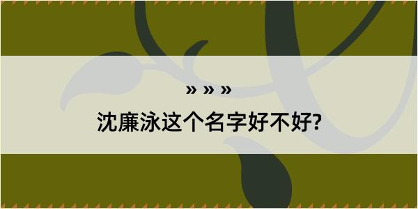 沈廉泳这个名字好不好?