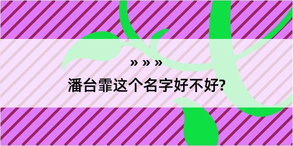 潘台霏这个名字好不好?