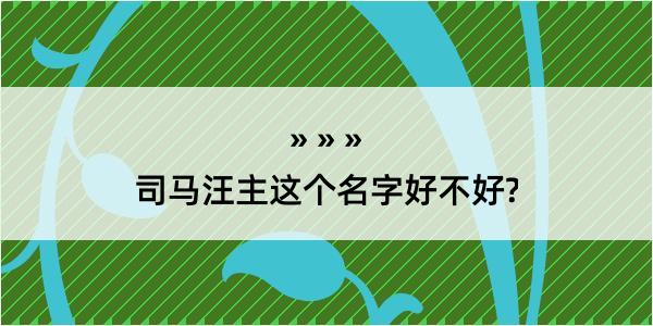 司马汪主这个名字好不好?