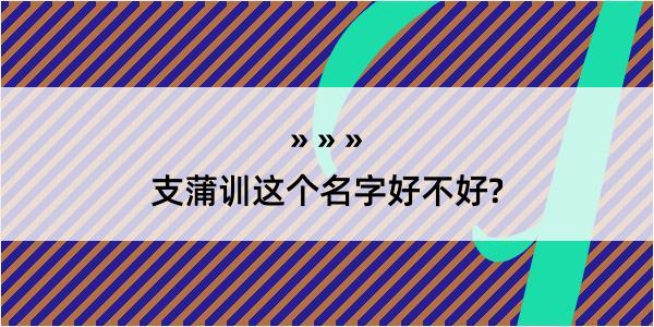 支蒲训这个名字好不好?