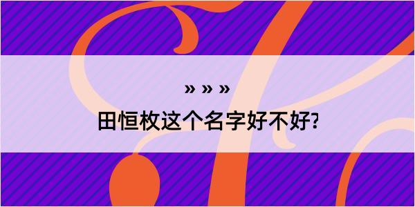 田恒枚这个名字好不好?