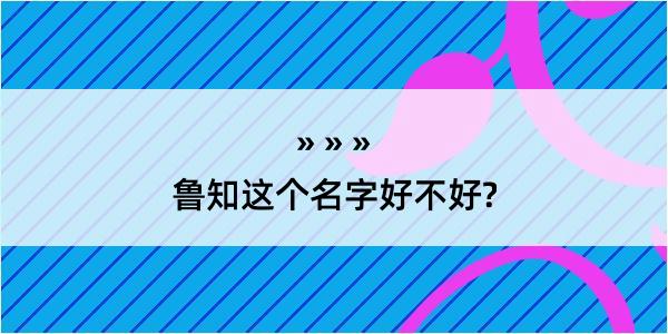 鲁知这个名字好不好?