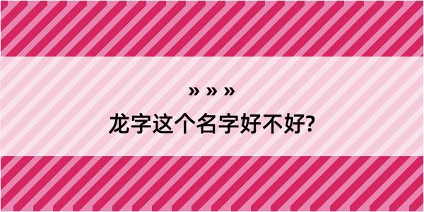 龙字这个名字好不好?