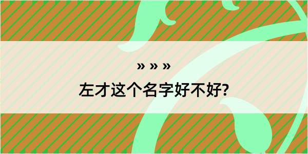 左才这个名字好不好?