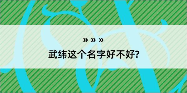 武纬这个名字好不好?