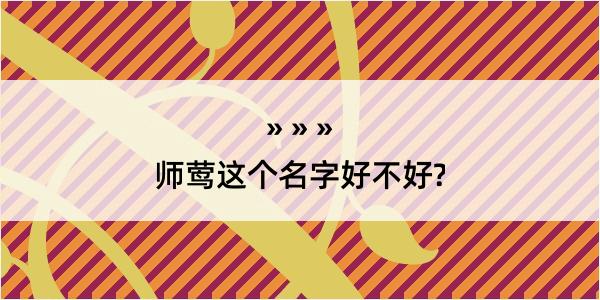 师莺这个名字好不好?