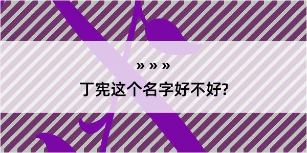 丁宪这个名字好不好?