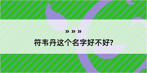 符韦丹这个名字好不好?