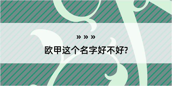 欧甲这个名字好不好?