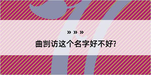 曲剀访这个名字好不好?