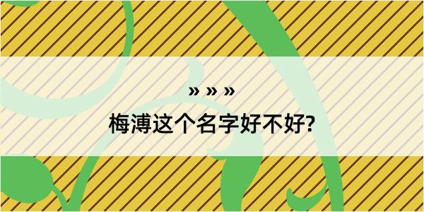 梅溥这个名字好不好?