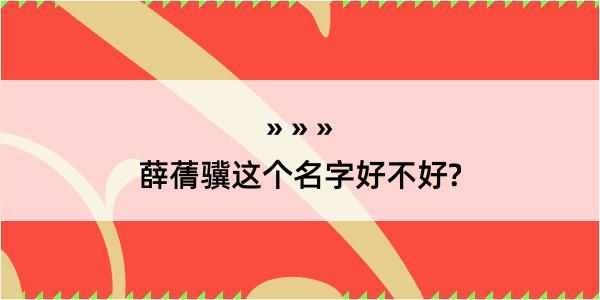 薛蒨骥这个名字好不好?