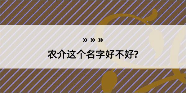 农介这个名字好不好?