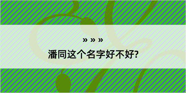 潘同这个名字好不好?