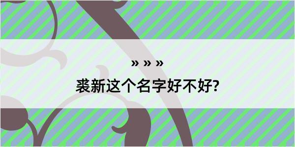 裘新这个名字好不好?