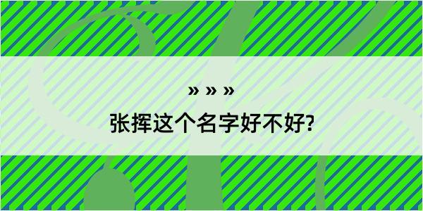 张挥这个名字好不好?