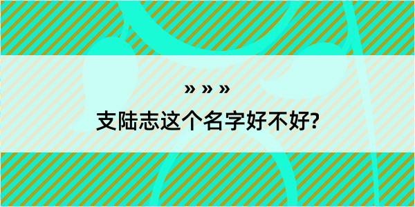 支陆志这个名字好不好?