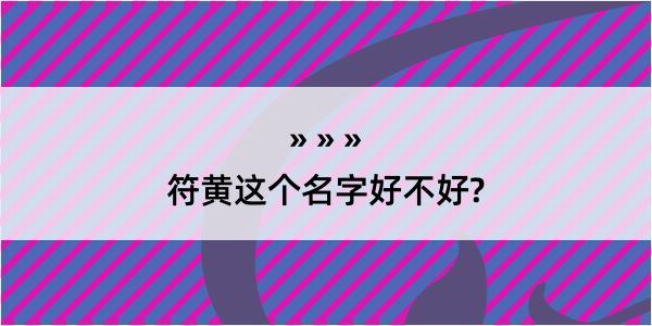 符黄这个名字好不好?