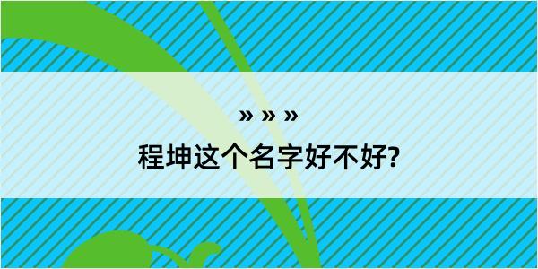 程坤这个名字好不好?