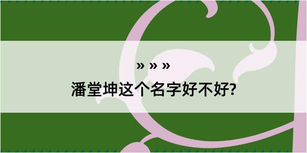 潘堂坤这个名字好不好?