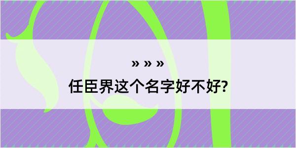 任臣界这个名字好不好?