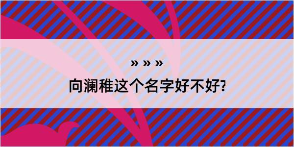 向澜稚这个名字好不好?