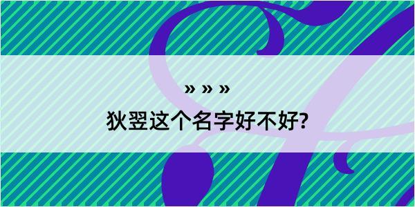 狄翌这个名字好不好?