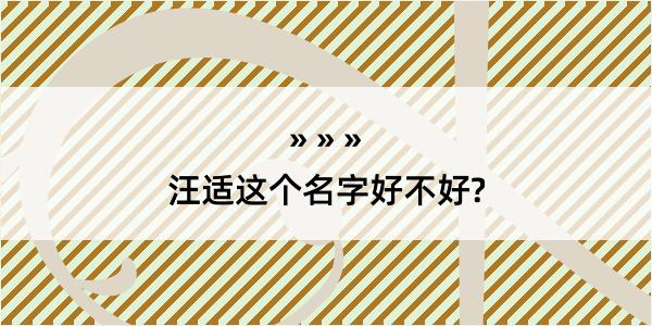 汪适这个名字好不好?