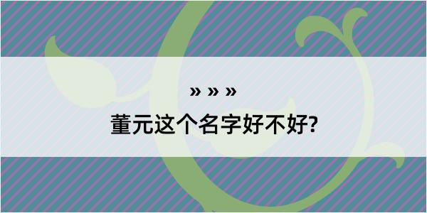 董元这个名字好不好?