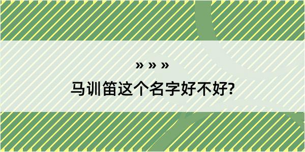 马训笛这个名字好不好?