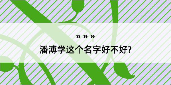 潘溥学这个名字好不好?