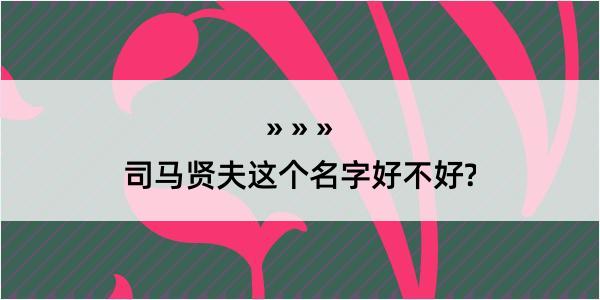 司马贤夫这个名字好不好?