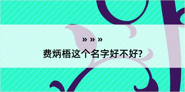 费炳梧这个名字好不好?