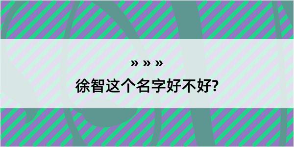 徐智这个名字好不好?